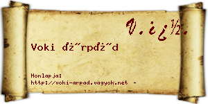 Voki Árpád névjegykártya